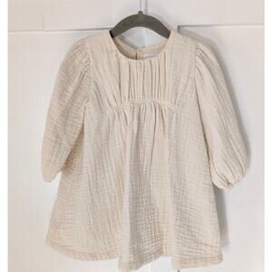 Girls 2T Zara Long Sleeve Cotton Muslin Dress EUC Cream
